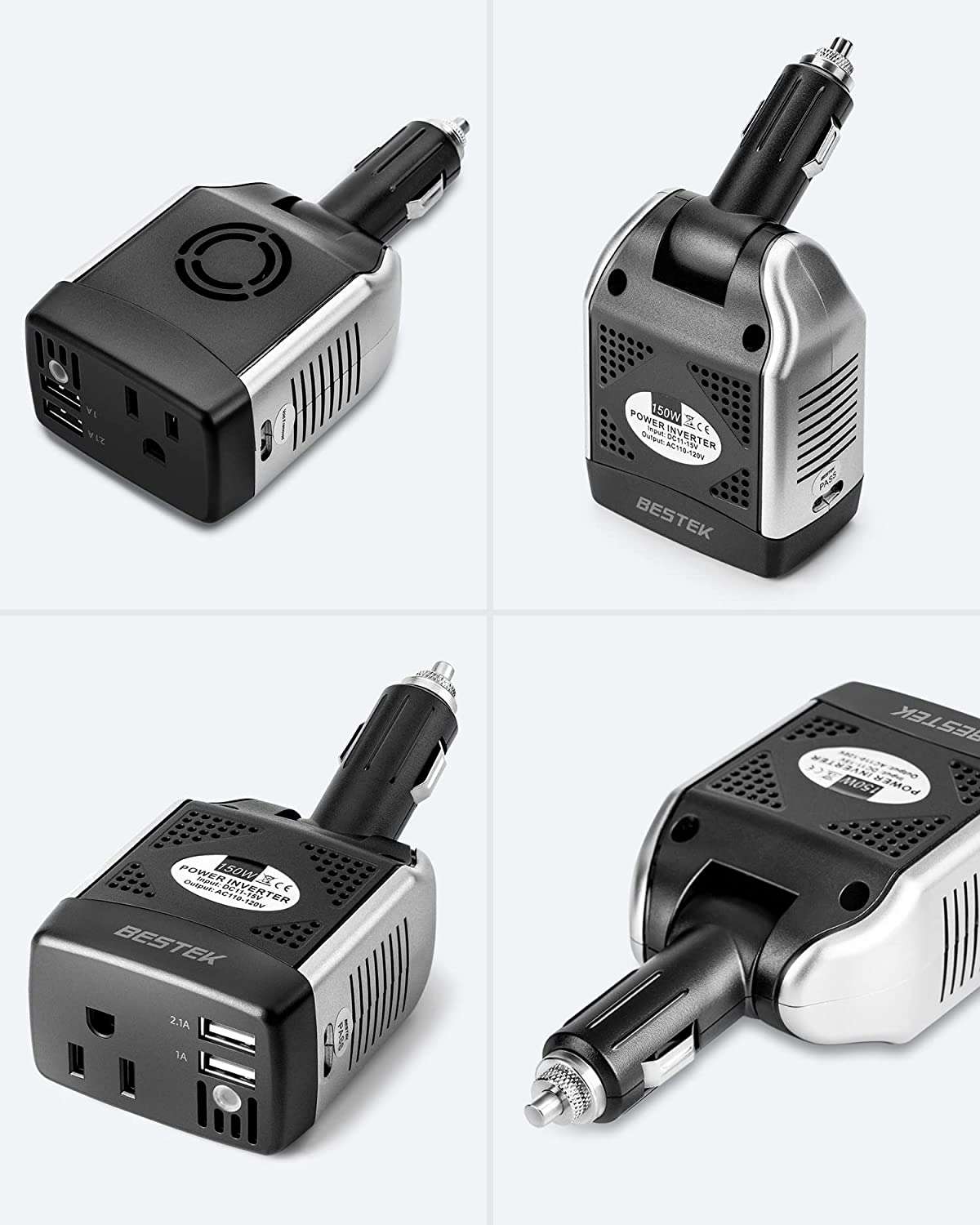 150W AC Car Power Inverter with Dual USB Charging Ports